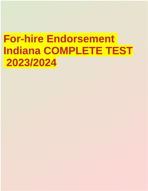 how hard is indiana for-hire endorsement test|indiana hire endorsement practice test.